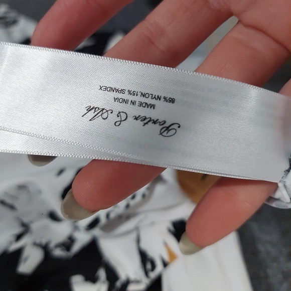 Porter & Ash Shirt Mens Large White Black Kinetic Stretch Abstract Button Front - Picture 7 of 9